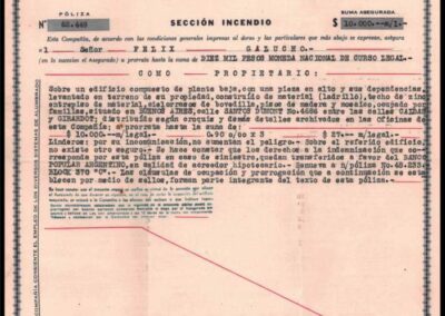 Póliza Sección Incendio. 19 de Enero de 1948. El Sol Argentino Compañía de Seguros Generales S. A.