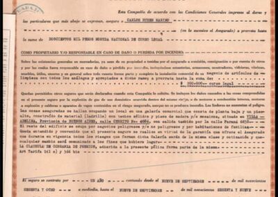 Póliza Sección Incendio. 10 de Septiembre de 1968. El Trabajo Compañía Argentina de Seguros S. A.