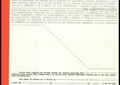 Póliza de Seguro de Incendio. 28 de Julio de 1967. Himalaya Sociedad Anónima de Seguros.