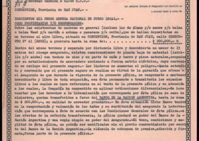 Póliza Sección Incendio. 08 de Septiembre de 1965.. India Compañía de Seguros Generales S. A.