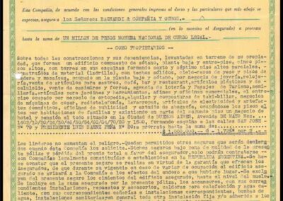 Póliza Sección Incendio. 25 de Abril de 1956. La Continental Compañía de Seguros Generales S. A.