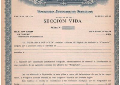 Póliza Sección Vida sin uso de La Equitativa del Plata Sociedad Anónima de Seguros.