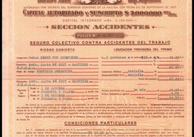 Póliza Sección Accidentes. Seguro Colectivo contra Accidentes de Trabajo. La Germano Argentina Compañía de Seguros S. A.