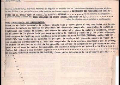 Póliza Sección Incendio. 11 de Febrero de 1965. Lloyd Argentina Sociedad Anónima de Seguros.