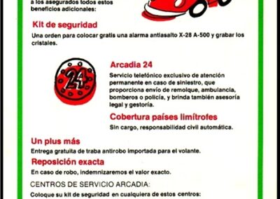Folleto. Seguro que Quiere a su Auto. Arcadia Compañía Argentina de Seguros S. A.