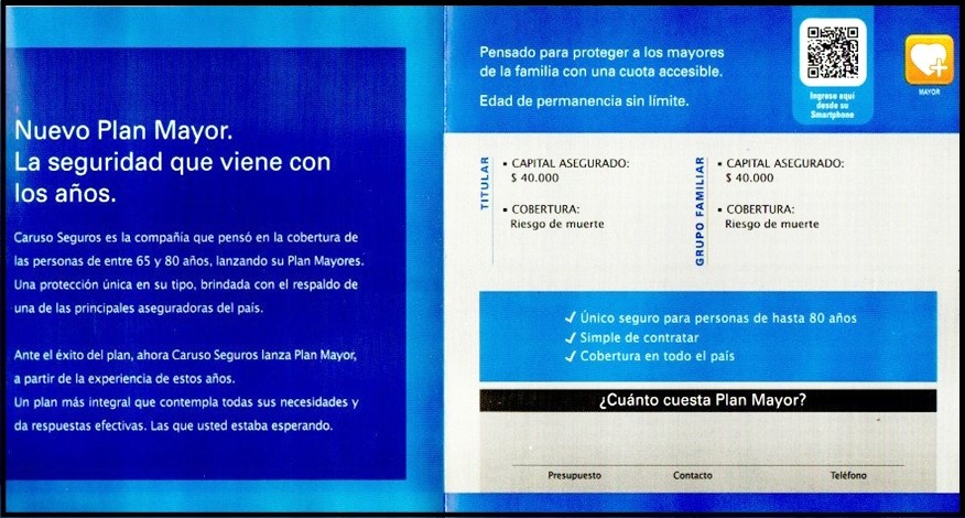 Folleto. Nuevo Plan Mayor. Caruso Compa ia Argentina de Seguros