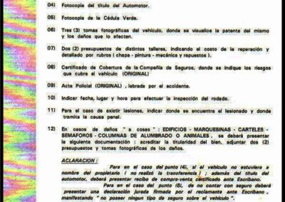 Requisitos (Documentación) a Presentar por el Tercero. Congreso Compañía Argentina de Seguros S. A.