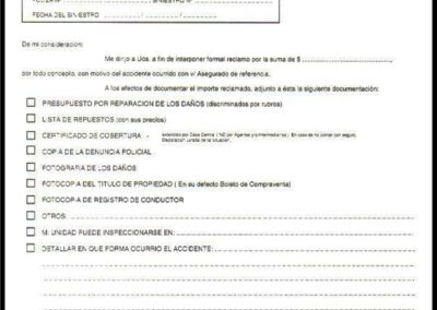 Formulario de Reclamo de Terceros. Departamento Siniestros / Automóviles. La Segunda Cooperativa Limitada de Seguros Generales.