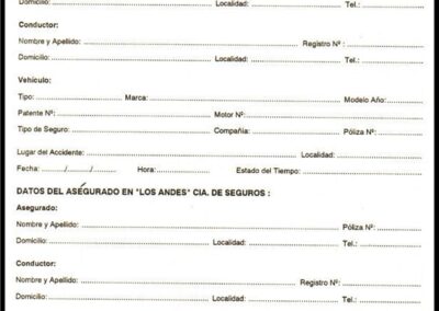 Formulario de Reclamo de Terceros. Sociedad Anónima Compañía de Seguros Los Andes.