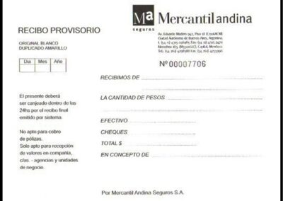 Recibo Provisorio. Compañía De Seguros La Mercantil Andina S. A.