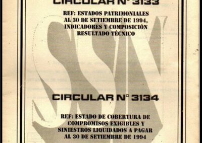 Circular Nº 3133 y 3134. 26 de Enero de 1995. Superintendencia de Seguros de la Nación.