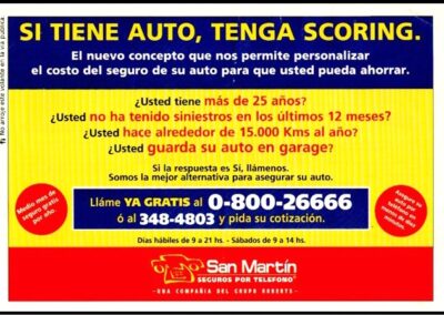 Folleto. Si Tiene Auto, Tenga Scoring. San Martín Compañía Argentina de Seguros S. A.