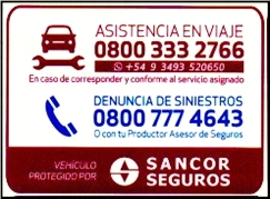 Calcomanía de Asistencia en Viaje. Sancor Cooperativa de Seguros Ltda.