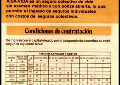 Folleto. AISA Vida. Seguro Colectivo de Vida. AISA – Aseguradores Industriales S. A. Compañía Argentina de Seguros.