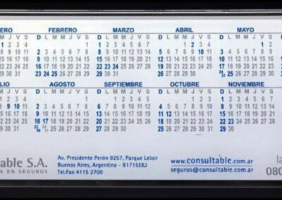 Calendario de escritorio año 2020. Consultable S. A. Consultoría en Seguros.