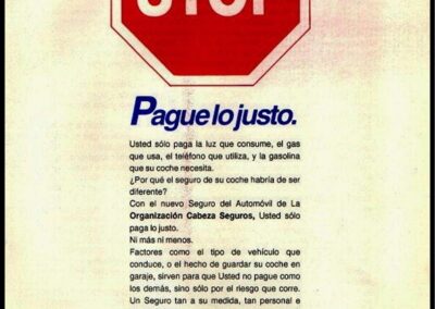 Folleto. Pague lo Justo. 1991. Organización Cabeza Asesores en Seguros.