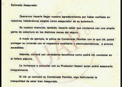Comunicación a Asegurado. Diciembre de 1994. UAP Argentina Seguros S. A.