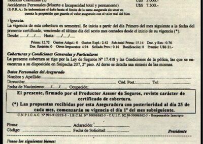 Beneficio. Certificado de Seguro de Incendio de vivienda con Adicional de Vida. Compañía Argentina de Seguros Visión S. A.