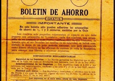 Boletín de Ahorro de la Caja Nacional de Ahorro Postal. Únicamente para estampillas de 1/2, 1 y 2 centavos.