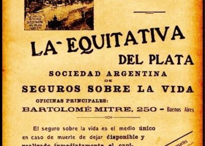 Publicidad en la Revista Caras y Caretas. Año 1910. La Equitativa del Plata Sociedad Anónima de Seguros.