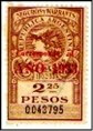 Estampilla Fiscal 2,25 Pesos. Año 1933. Seguros y Warrants.