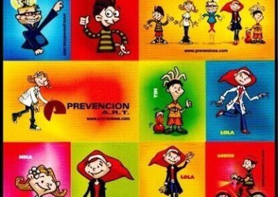 Calcos Adhesivos  Personajes de Preveniños. Prevención Aseguradora de Riesgos del Trabajo S. A.