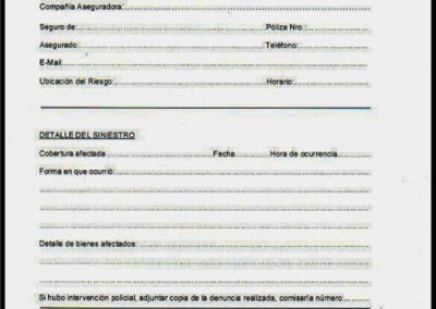 Formulario Denuncia de Siniestro Ramos Diversos de Compañía Argentina de Seguros Victoria S. A.