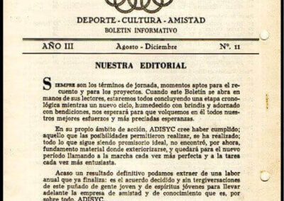 Boletín Informativo. Año III Nº 11 – Agosto-Diciembre 1962. ADISYC – Asociación Deportiva Inter Seguros y Capitalización.