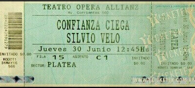 Entrada para el Teatro Opera Allianz. 30 de Junio de 2016. Allianz Argentina Compañía de Seguros S. A.