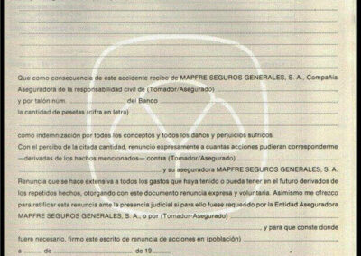 Recibo Finiquito por Responsabilidad Civil General. Mapfre Seguros Generales Compañía de Seguros y Reaseguros S. A. (España).