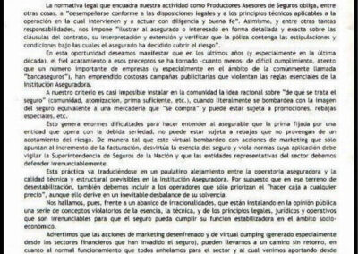 Carta Abierta a la Superintendencia de Seguros de la Nación. Mayo de 2005. AAPAS – Asociación Argentina de Productores Asesores de Seguros.
