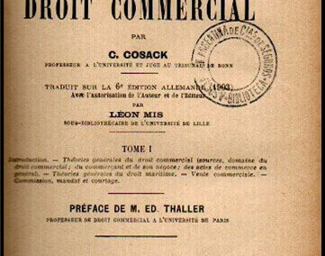 Traité de Drois Commercial. C. Cosack. Año 1904. Francia.