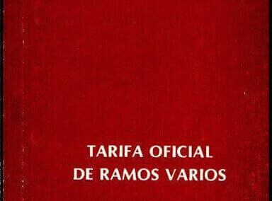 Tarifa Oficial de Ramos Varios. Año 1982. Seguros BHC. Chile.