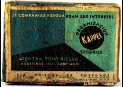 Caja de Fósforos de madera de Organización Kappes Seguros. Chile.