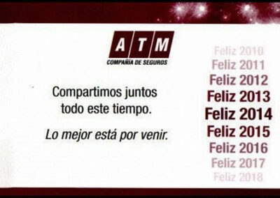 Tarjeta de Saludos «Feliz 2014» de ATM Compañía de Seguros S. A.