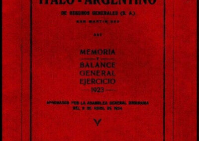Memoria y balance General Ejercicio 1923. Instituto Italo-Argentino de Seguros Generales S. A.
