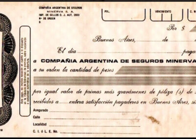 Talonario de Pagaré a Compañía Argentina de Seguros Minerva S. A.