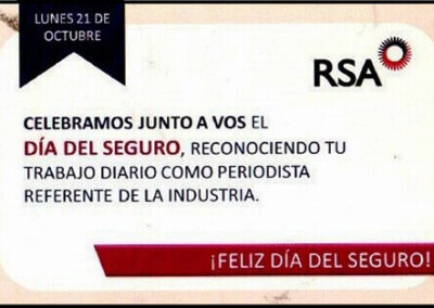 Tarjeta «Feliz Día del Seguro» para los Periodistas de RSA – Royal & Sun Alliance Seguros Argentina S. A.