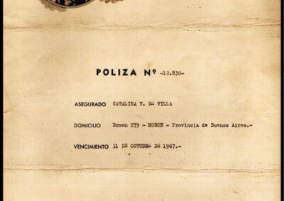 Póliza Sección Riesgos Varios. 04 de Noviembre de 1966. Los Andes Compañía de Seguros S. A.