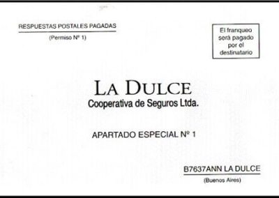 Sobre Carta de La Dulce Cooperativa de Seguros Ltda.